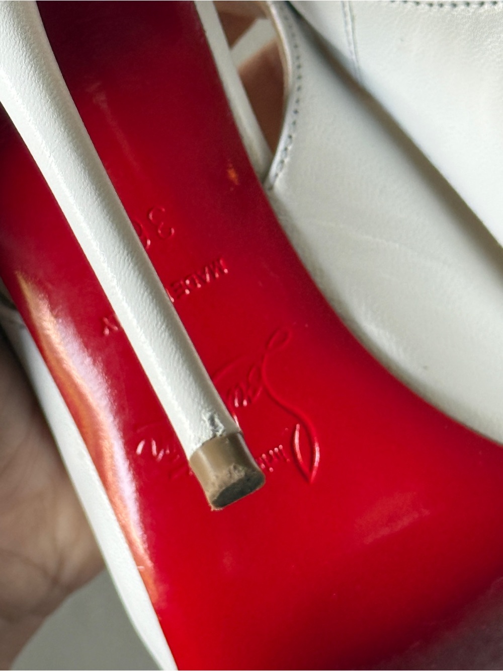 Christian Louboutin White Pointed-Toe Ankle-Strap Stiletto Pumps in Mascara 36.5 - Picture 10 of 16